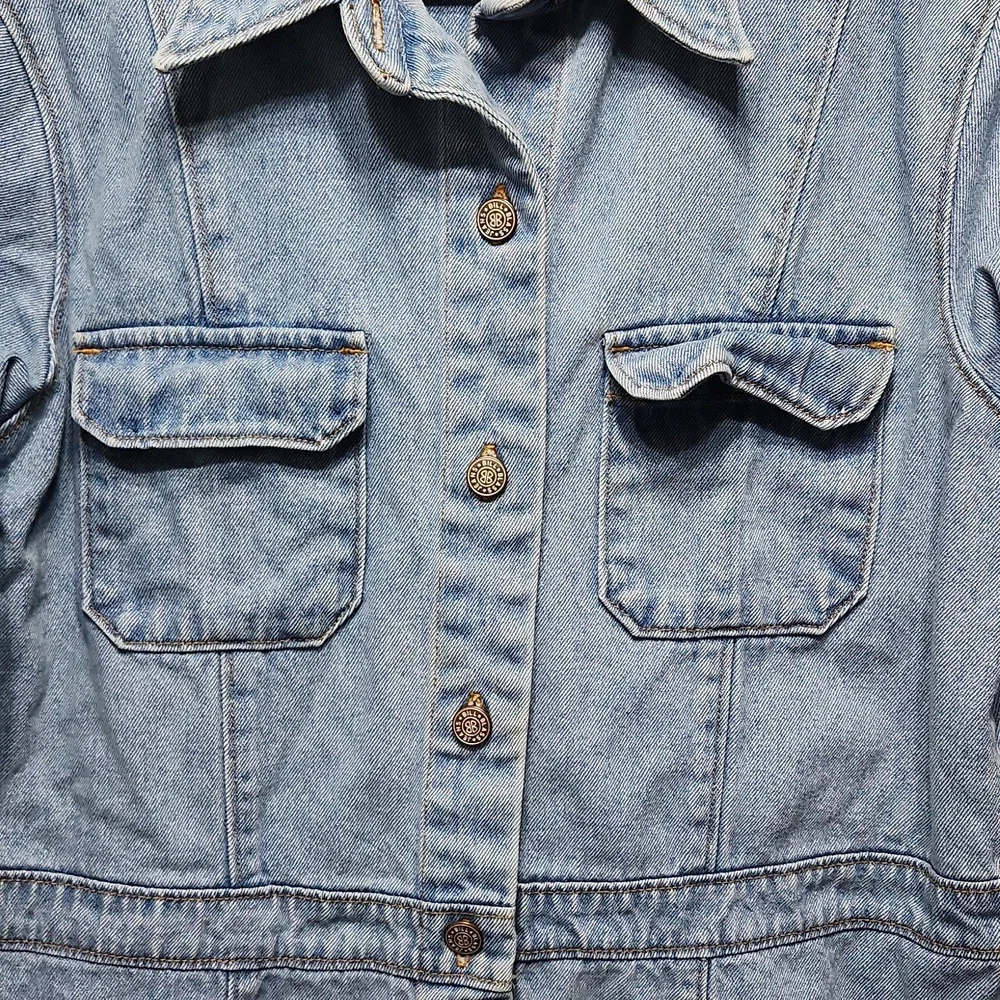 Denim Button Front Jacket - Picture 3 of 6